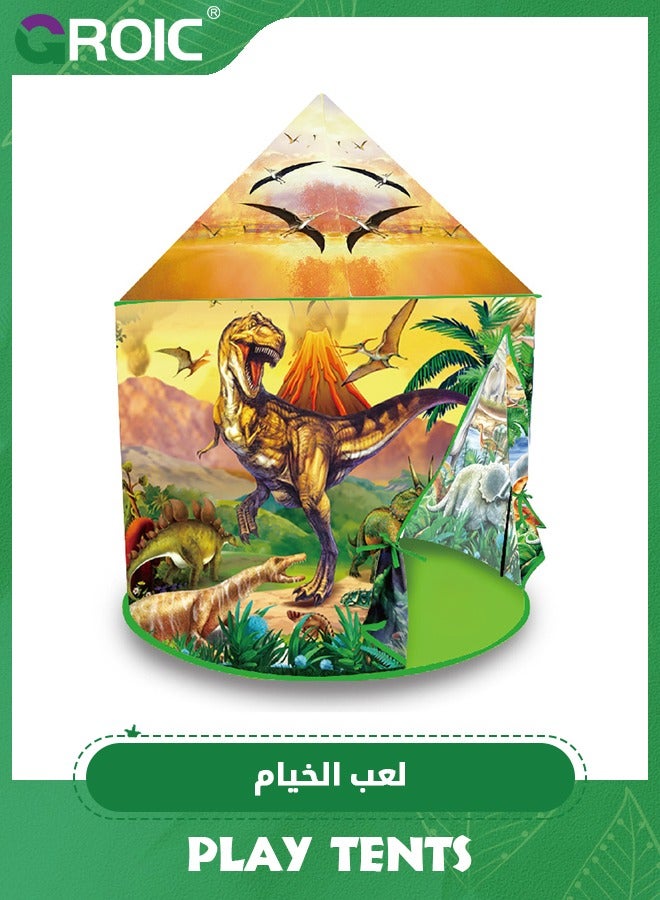 Dinosaur Play Tent for Kids, Pop Up Play Tent with Realistic Dinosaur Design, Indoor and Outdoor Playhouse Dinosaur Tent Role Play Foldable Tents Baby Playroom Toddler Tent Toys