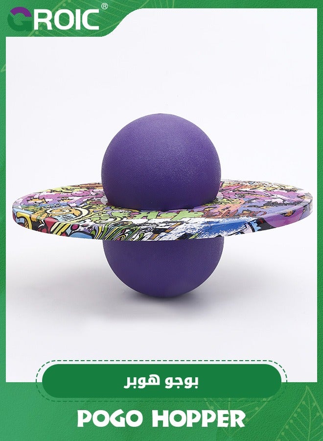 Pogo Ball for Kids, Pogo Hopper High Jump Toy  Bounce Jump Trick Board Pogo Bouncing Ball, Balance Coordination Trick Pogo Ball with Pump and Strong Grip Deck Indoor Outdoor for Toddler