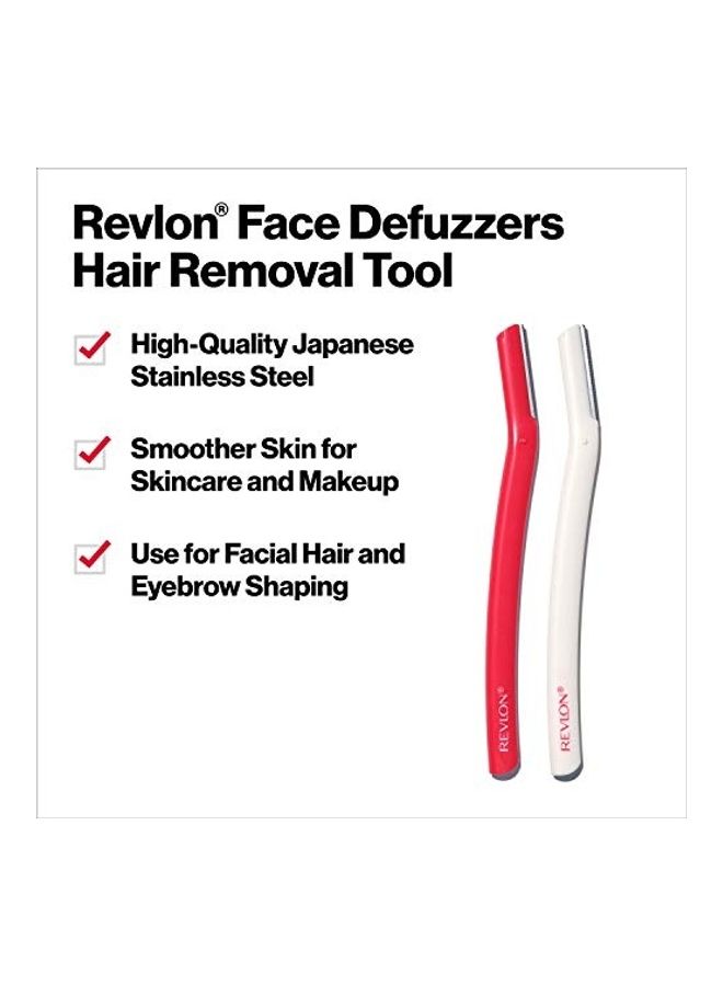 2-Piece Smooth And Perfect Face Defuzzers Set White/Red/Pink 0.36inch