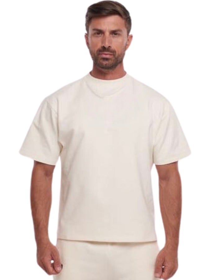 Unisex Vintage Casual Loose Shoulder Oversize Crew Neck Shaded Short Sleeve T-shirt