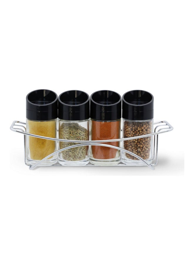 4-Piece Spice Storage Condiment Jars With Lid And Stand Multicolour