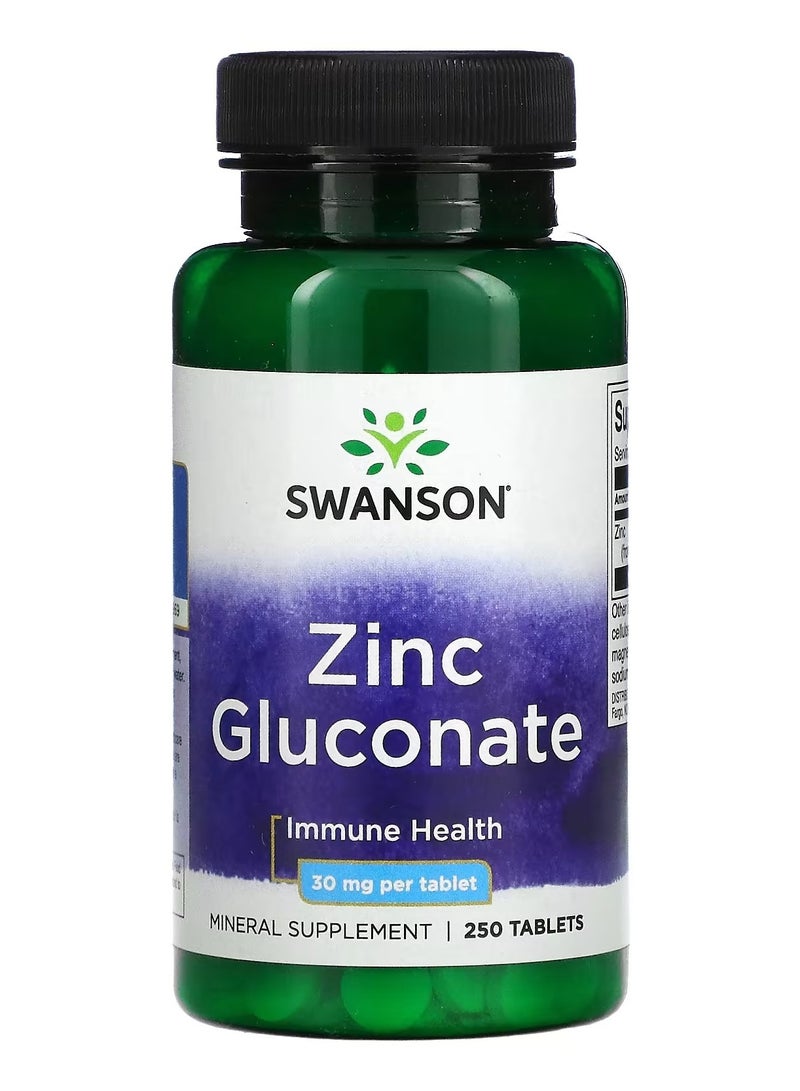 Swanson, Zinc Gluconate, 30 mg, 250 Tablets