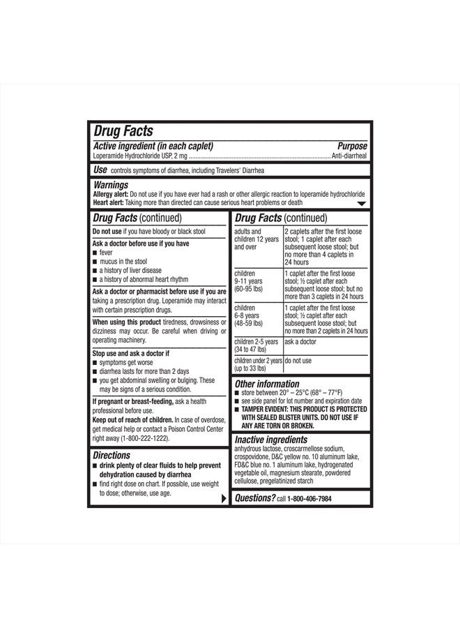 Loperamide Hydrochloride caplets, 2 mg, Anti-Diarrheal, 24 Count