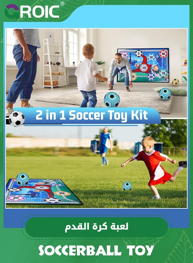 Soccer Game Set for Kids, Soccer Toys with Velcro Balls, Indoor Outdoor Backyard Toss Soccer Goal Game for Adults and Family Kids, Play Equipment Soccer Kit Gift for Boys