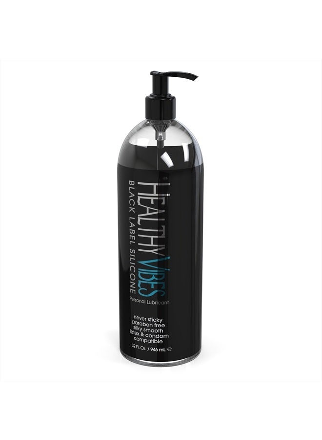 Black Label Silicone Personal Lubricant Safe for Most Skin Types, 32oz