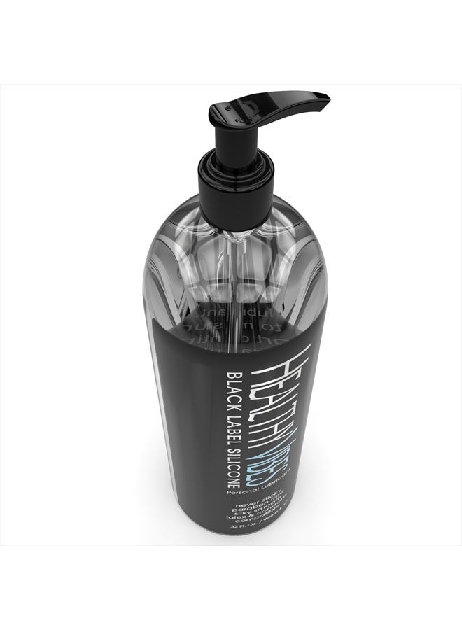 Black Label Silicone Personal Lubricant Safe for Most Skin Types, 32oz