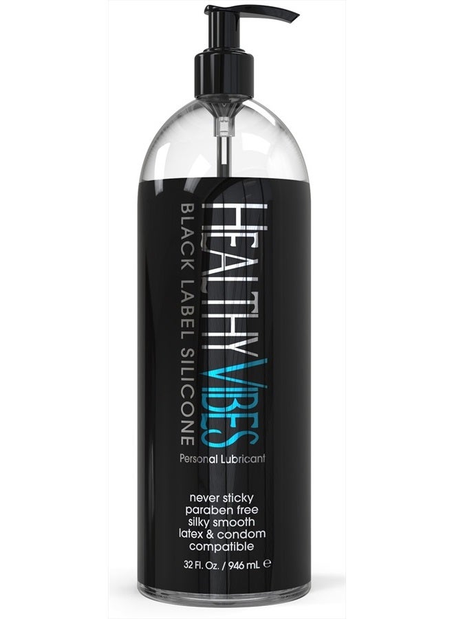 Black Label Silicone Personal Lubricant Safe for Most Skin Types, 32oz