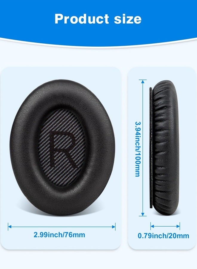 Ear Pads for Bose Quiet Comfort 35 Soft Protein Leather Replacement Earpads Ear Cushions Ear Pad for Bose QC 35/25 / 15 QC2 / Ae2 / Ae2i / Ae2W / Sound Link/Sound True (Black)