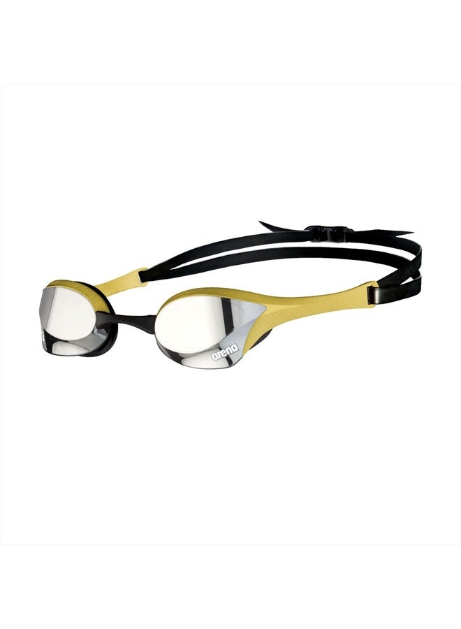 Arena Unisex Cobra Ultra Swipe Racing Swim Goggles for Men and Women Swipe Anti-Fog Technology Polycarbonate Mirror Lens, Silver/Gold