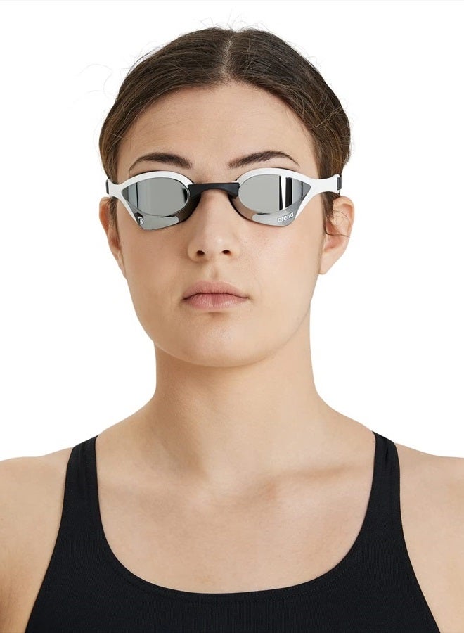 Arena Unisex Cobra Ultra Swipe Racing Swim Goggles for Men and Women Swipe Anti-Fog Technology Polycarbonate Mirror Lens, Silver/Gold