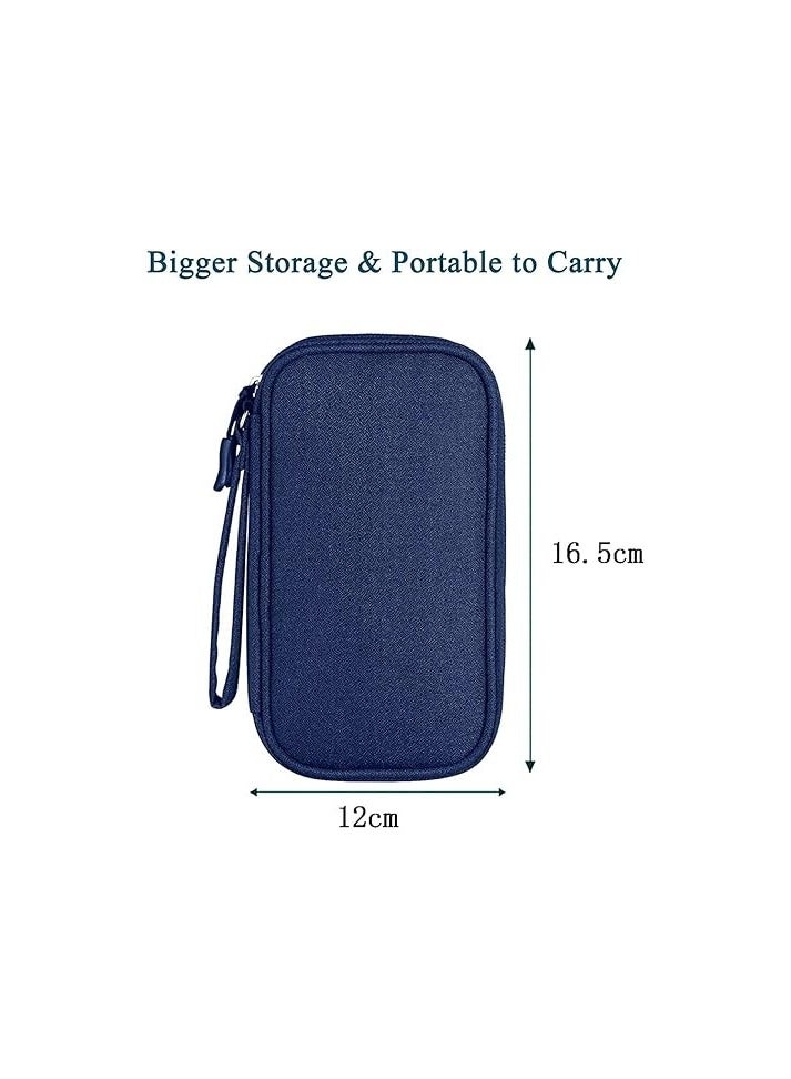 Electronics Accessories Organizer Small Electronics Carrying Case Bag Portable Cable Storage Pouch Bag Travel Gadgets Organizer Pouch for Keeping Power Cord/Charger/Cables/Wireless Mouse (Blue)