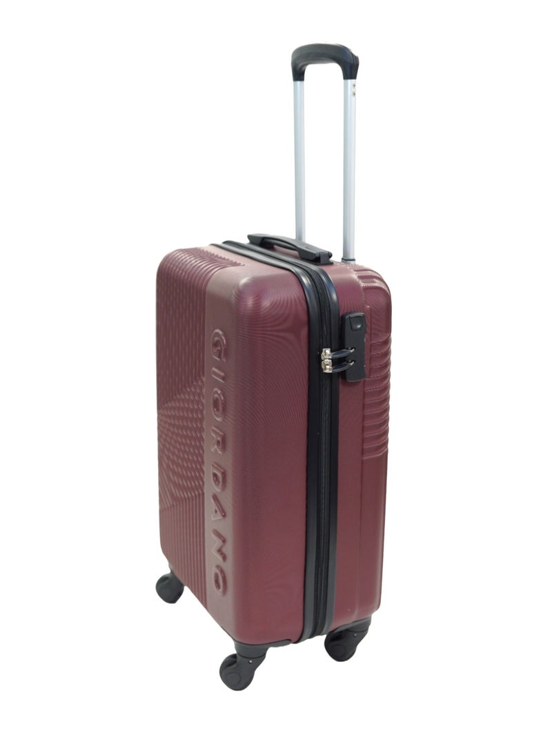 GIORDANO Logo Series Carry-On Small Cabin Suitcase Maroon, ABS Hard Shell Lightweight Durable 4 Wheels Luggage Trolley Bag 20