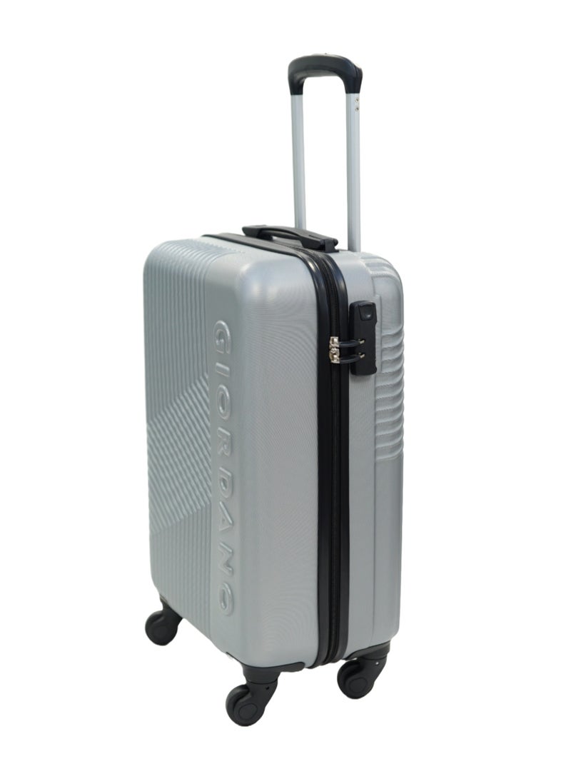 GIORDANO Logo Series Carry-On Small Cabin Suitcase Silver, ABS Hard Shell Lightweight Durable 4 Wheels Luggage Trolley Bag 20