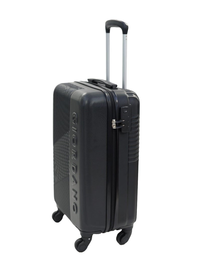 GIORDANO Logo Series Carry-On Small Cabin Suitcase Black, ABS Hard Shell Lightweight Durable 4 Wheels Luggage Trolley Bag 20