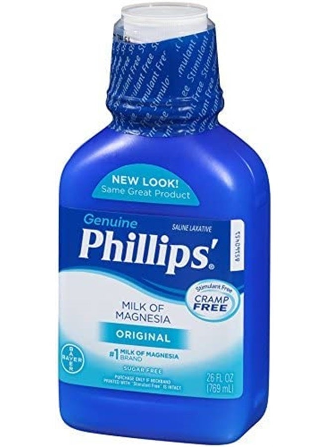 Milk of Magnesia Liquid Laxative, 26 oz (Pack of 2) Cramp Free & Gentle Overnight Relief Of Occasional Constipation, #1 Milk of Magnesia Brand