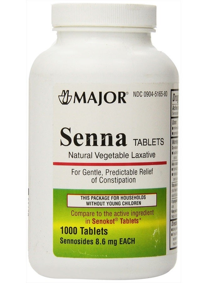 Senna 8.6 Mg Natural Vegetable Laxativ 1000 Tablets Generic for Senekot by MAJOR PHARMACEUTICALS (Original Version)