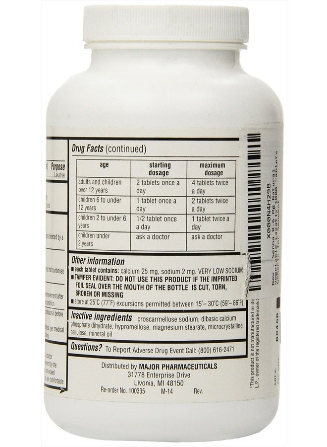 Senna 8.6 Mg Natural Vegetable Laxativ 1000 Tablets Generic for Senekot by MAJOR PHARMACEUTICALS (Original Version)