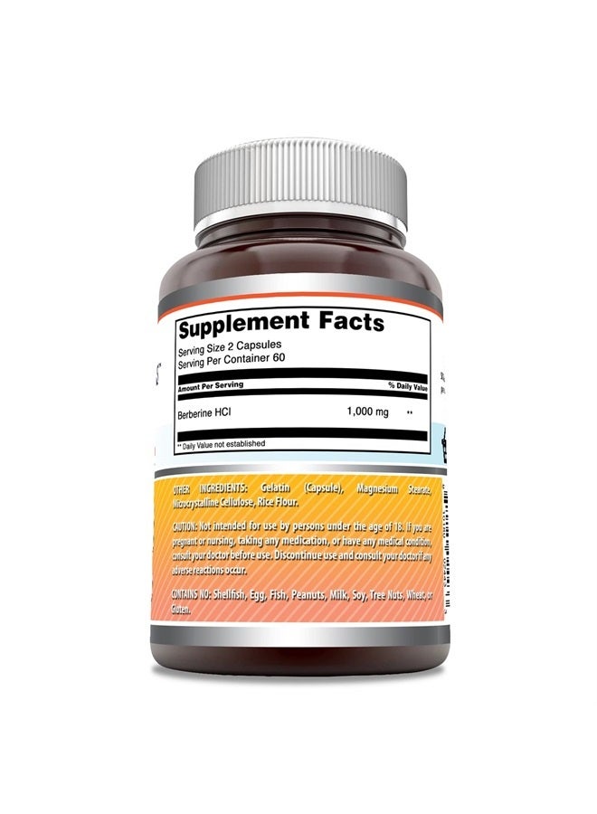 Amazing Formulas Berberine 1000mg Per Serving 120 Capsules Supplement | Non GMO | Gluten Free | Made in USA