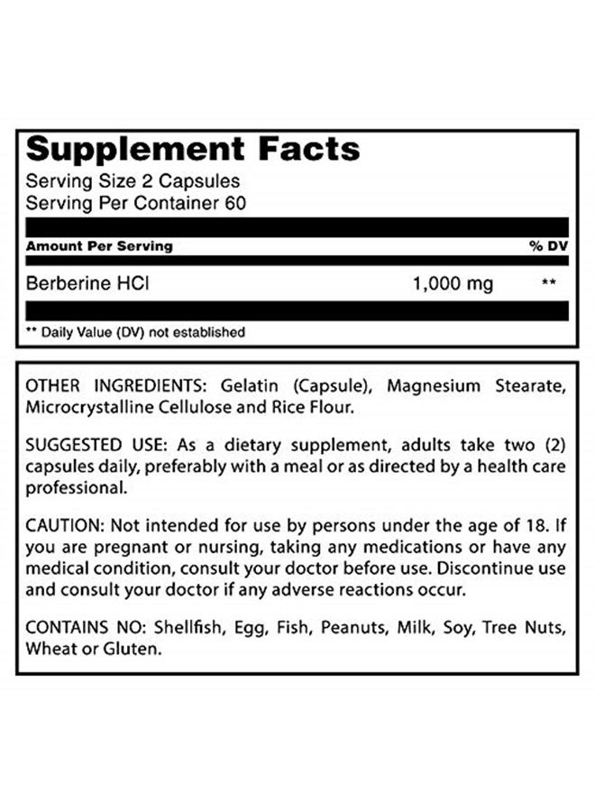 Amazing Formulas Berberine 1000mg Per Serving 120 Capsules Supplement | Non GMO | Gluten Free | Made in USA