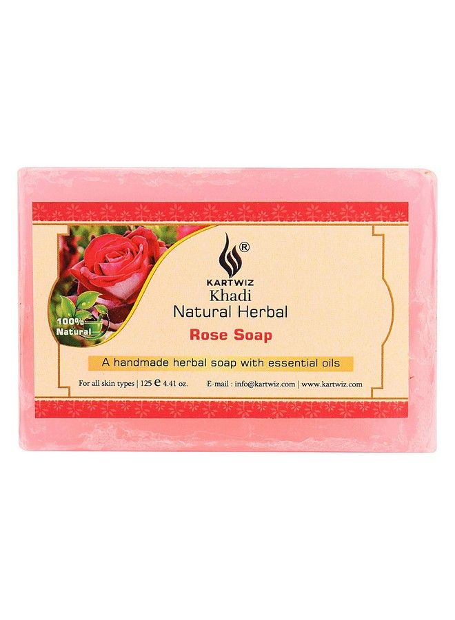 Khadi Rose Water Soap 125 Gm (Pack Of 3) By Parvati Gramodyog Herbal Products Made In India