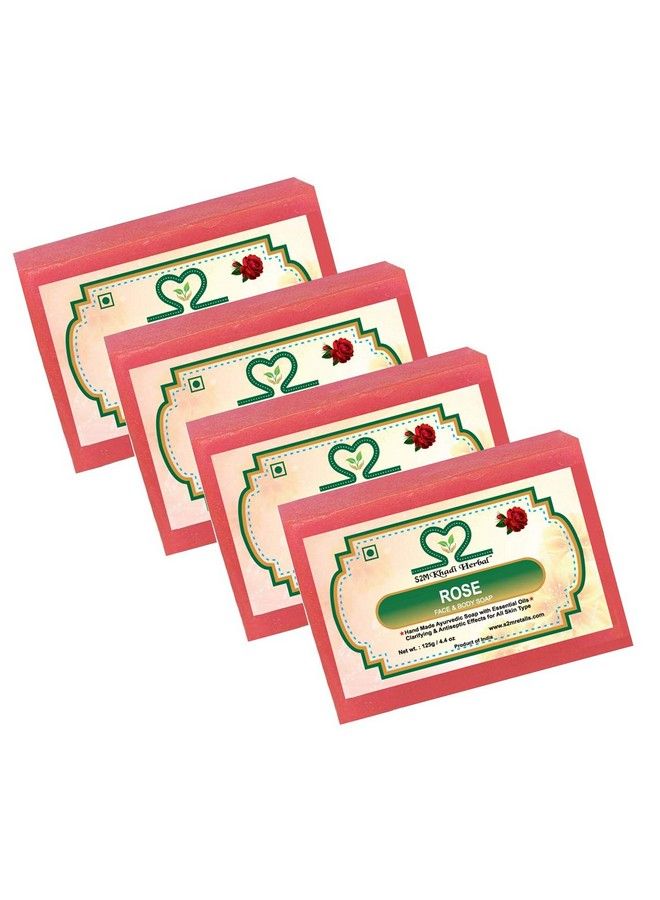 Khadi Rose Water Soap 125 Gm (Pack Of 4) By Parvati Gramodyog Herbal Products Made In India