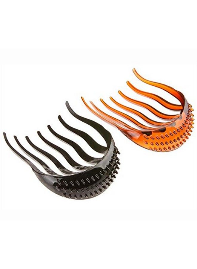 2Pcs Heightening Ponytail Insert Hair Comb Bump It Up Volume Hair Styling Insert Comb Fluffy Ponytail Fot Hairstyle Styling Beauty Tool (Black + Brown)