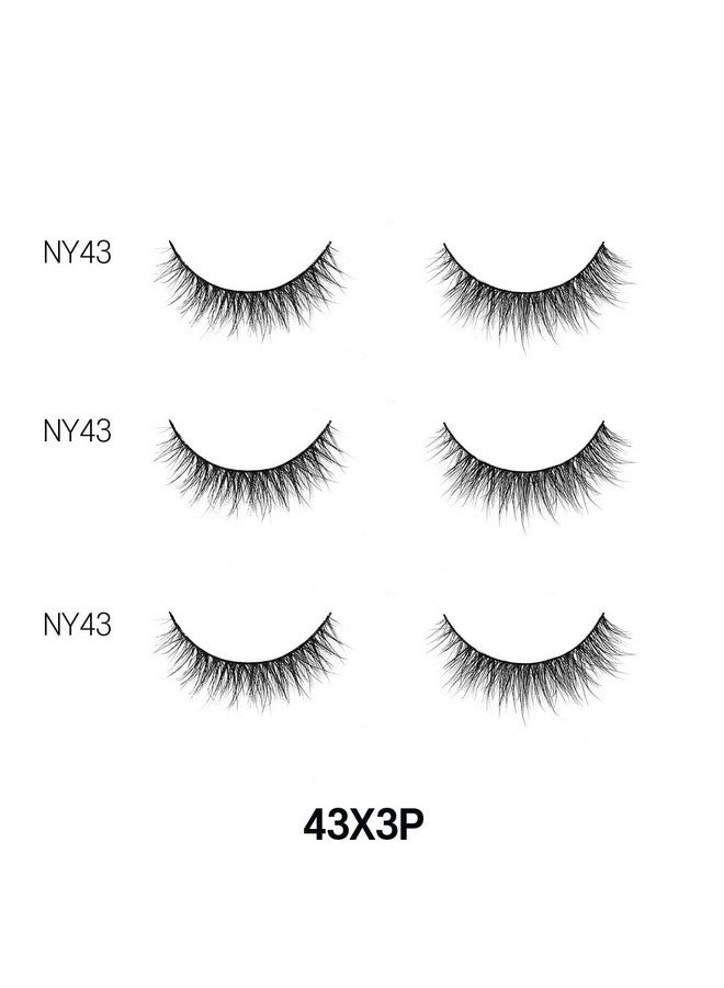 3D Ny Mink Eyelashes Multipack 100% Real Mink Hair Lashes Luxury Makeup Natural Light Trendy Variety Reusable 3 Pairs Value Pack (Nyvp43)