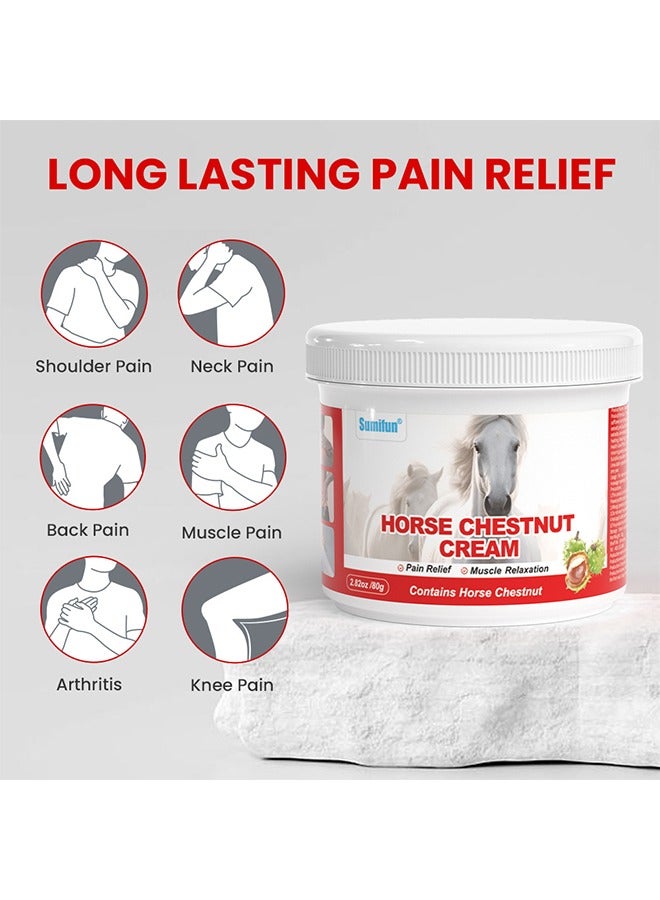 Horse Chestnut Cream, Heating Extra Warming Joint Massage Gel Muscle Recovery,Cold Compress Gel for Relieving Repair Shoulder Neck Lumbar Spine and Leg Pain Protection Joint-80g