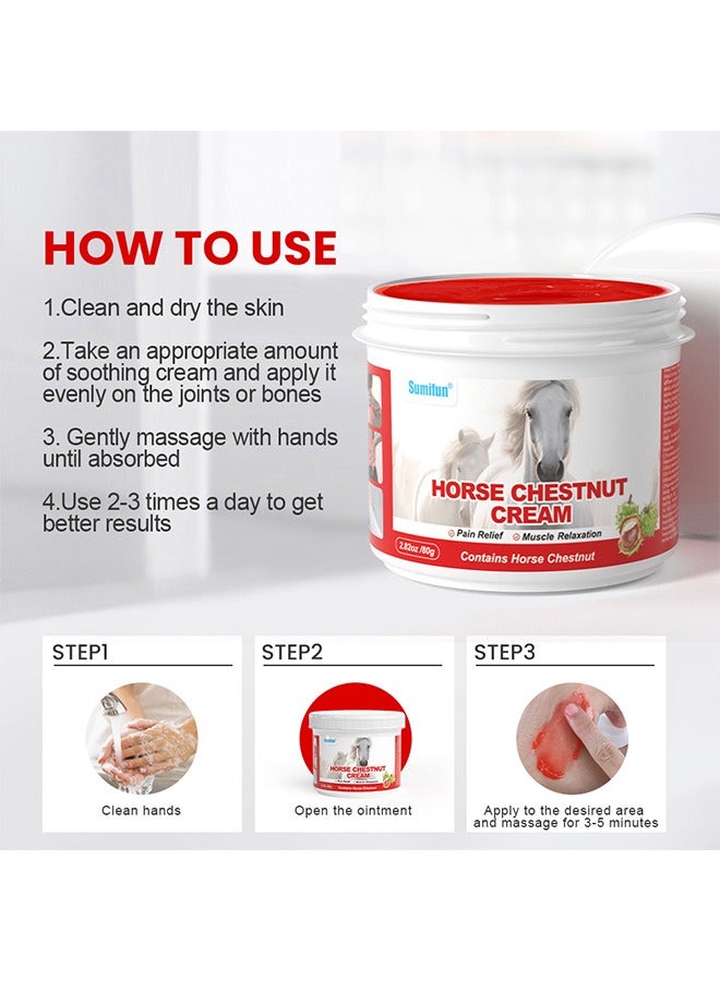 Horse Chestnut Cream, Heating Extra Warming Joint Massage Gel Muscle Recovery,Cold Compress Gel for Relieving Repair Shoulder Neck Lumbar Spine and Leg Pain Protection Joint-80g