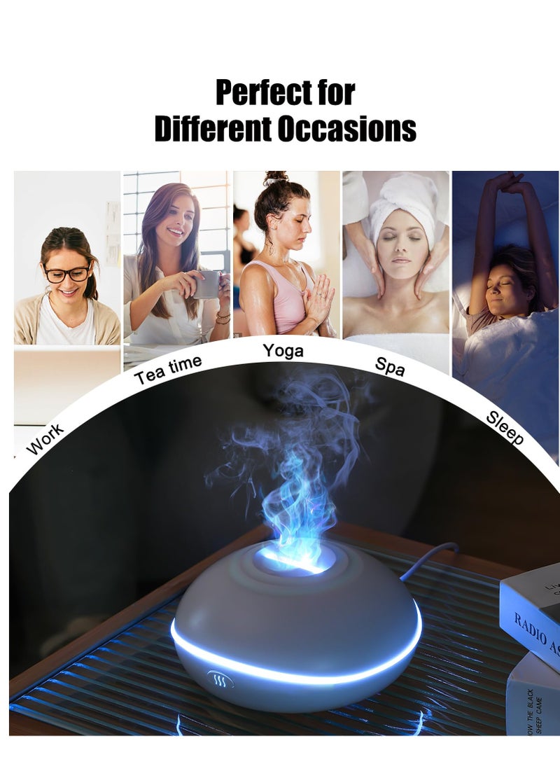 Flame Essential Oil Diffuser, Aromatherapy Essential Oil Diffuser, 200ML Ultrasonic Aromatherapy Mist Humidifier with Mute Design, Perfect for Office, Home, and Bedroom Ambiance (White)