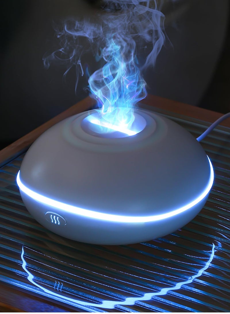 Flame Essential Oil Diffuser, Aromatherapy Essential Oil Diffuser, 200ML Ultrasonic Aromatherapy Mist Humidifier with Mute Design, Perfect for Office, Home, and Bedroom Ambiance (White)