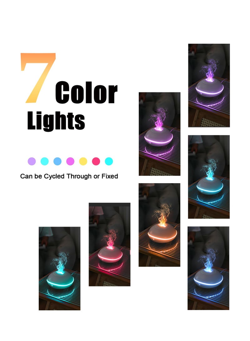 Flame Essential Oil Diffuser, Aromatherapy Essential Oil Diffuser, 200ML Ultrasonic Aromatherapy Mist Humidifier with Mute Design, Perfect for Office, Home, and Bedroom Ambiance (White)