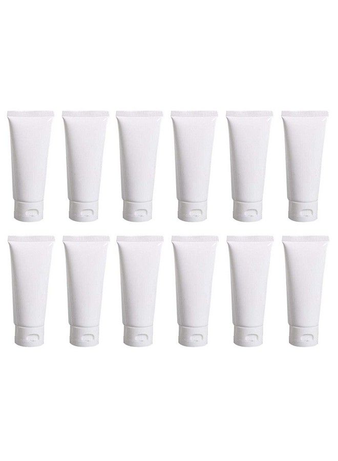 12 Pcs Empty Refillable White Plastic Soft Tube Squeeze Bottles With Flip Cover Storage Cosmetic Facial Lotion Care Toothpaste Shampoo Jars Empty Containers Cases Travel Sample Packing (50Ml/1.7Oz)