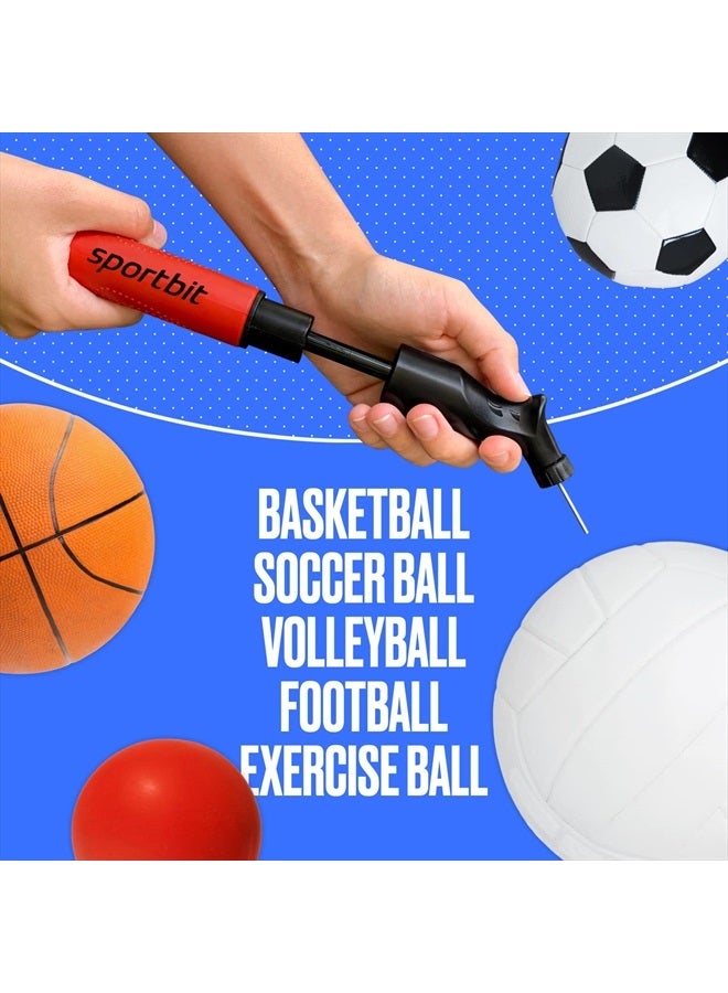 Ball Pump with 5 Needles - Push & Pull Inflating System - Great for All Exercise Balls - Volleyball Pump, Basketball Inflator, Football & Soccer Ball Air Pump - Goes with Needles Set