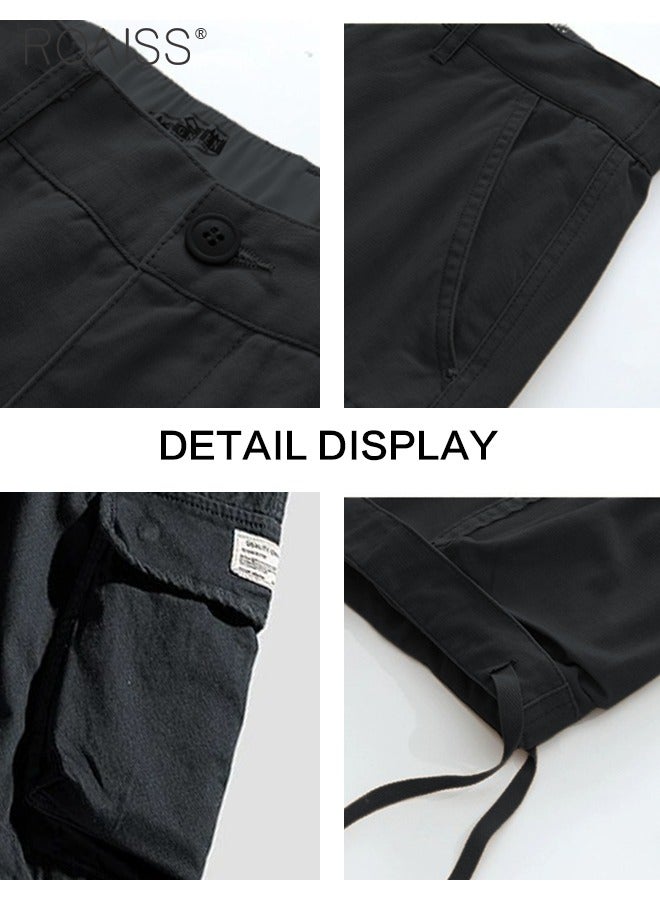 Men's Casual Multi Pocket Work Shorts Wide Leg Pants With Loose Waistband Buckle Fashionable And Versatile Durable Shorts