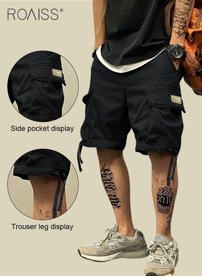 Men's Casual Multi Pocket Work Shorts Wide Leg Pants With Loose Waistband Buckle Fashionable And Versatile Durable Shorts