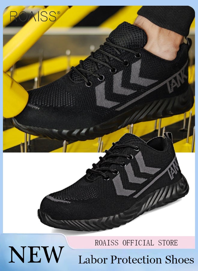 Fashionable Outdoor Labor Protection Shoes For Men For Outdoor Work Anti-Slip Anti-Smash Anti-Puncture Breathable Fly-Woven Adjustable Lace-Up Sports Shoes