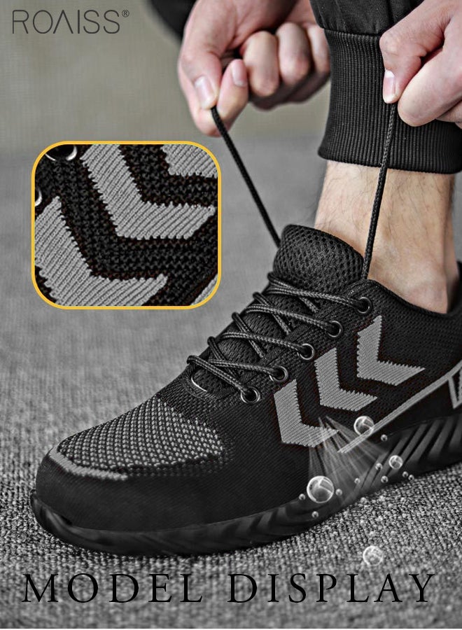 Fashionable Outdoor Labor Protection Shoes For Men For Outdoor Work Anti-Slip Anti-Smash Anti-Puncture Breathable Fly-Woven Adjustable Lace-Up Sports Shoes