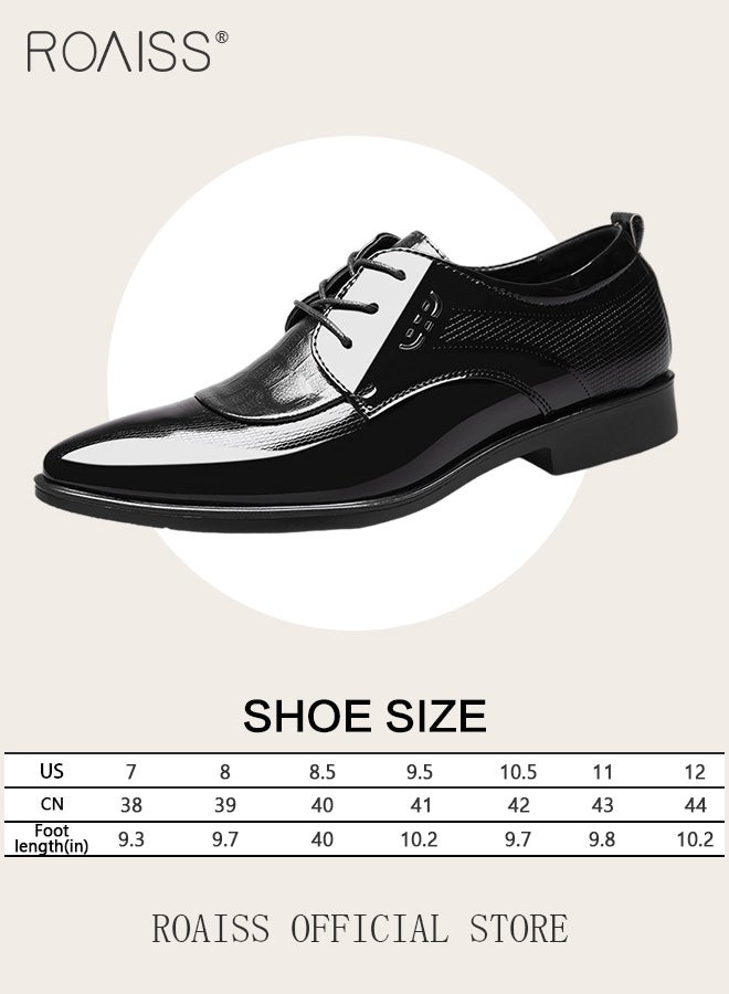 Mens Patent Shoes Leather Lace up Dress Shoes Derbys Business Casual Office Work Wedding