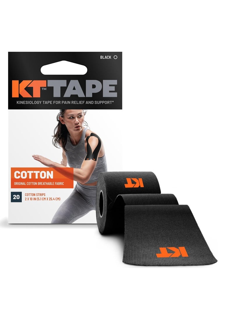 Tape, Original Cotton, Elastic Kinesiology Athletic Tape, 20 Count, 10” Precut Strips