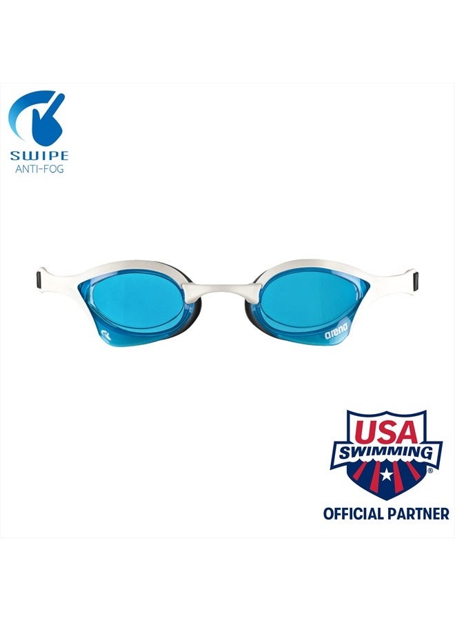 Cobra Ultra Swipe Racing Swim Goggles For Men And Women, Non-Mirror Lens, Anti-Fog, Uv Protection, Blue/White/Black
