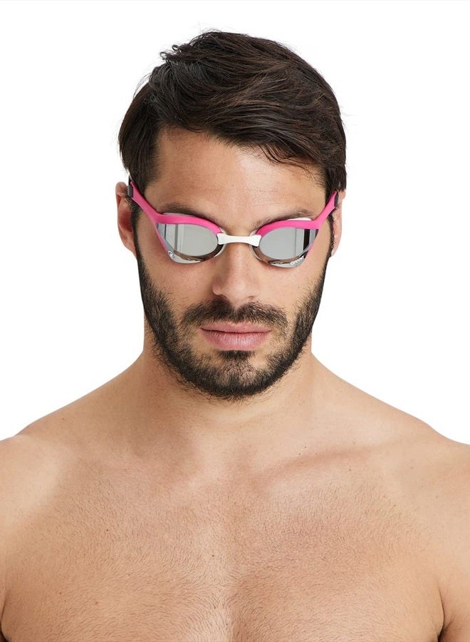 Unisex Cobra Ultra Swipe Racing Swim Goggles For Men And Women Swipe Anti-Fog Technology Polycarbonate Mirror Lens, Blue/Silver