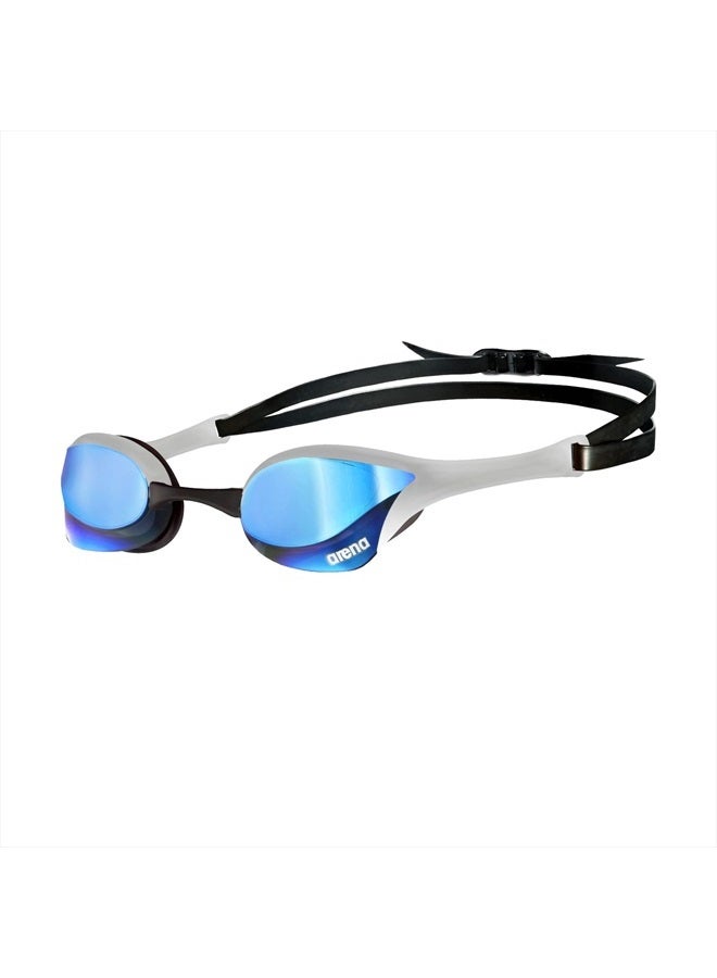 Unisex Cobra Ultra Swipe Racing Swim Goggles For Men And Women Swipe Anti-Fog Technology Polycarbonate Mirror Lens, Blue/Silver