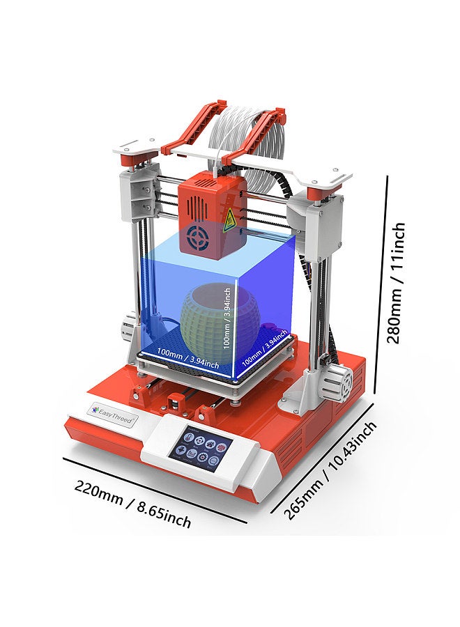K6 3D Printer FDM Desktop Printing Machine 100x100x100mm/4x4x4inches Print Size Removable Plat