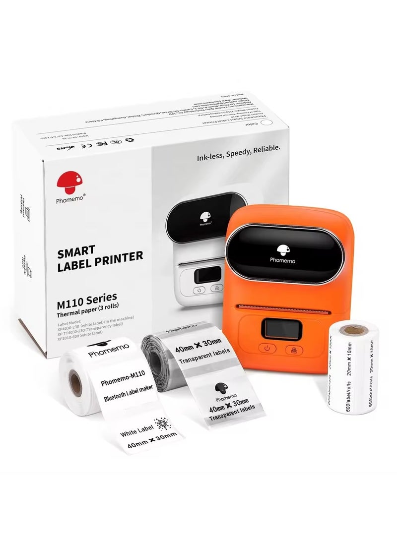 Phomemo M110 Label Maker Thermal Printer with 3 Roll Paper