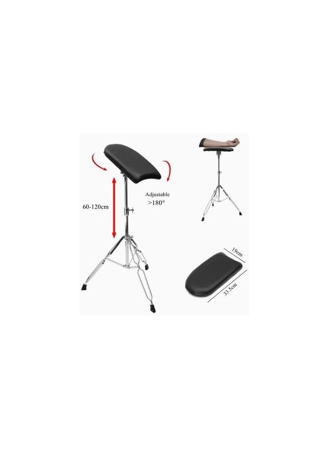 Tattoo Armrest Stand 60-120CM Height Adjustable Stable Tripod Studio Stand with PU Leather Pad Tattoo Arm Rest Bracket
