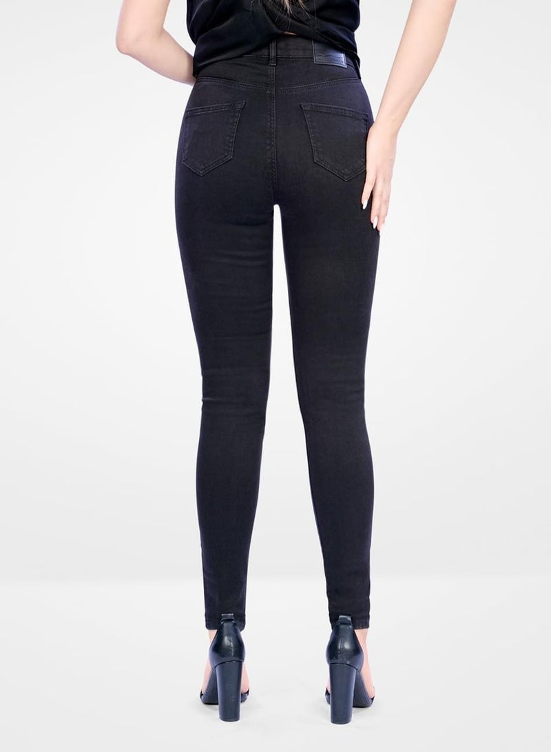 Web Denim High Waist Skinny Stretchable Straight Denim Pant  Fashionable Comfort Fit Casual Cotton Jeans With Pockets For Women