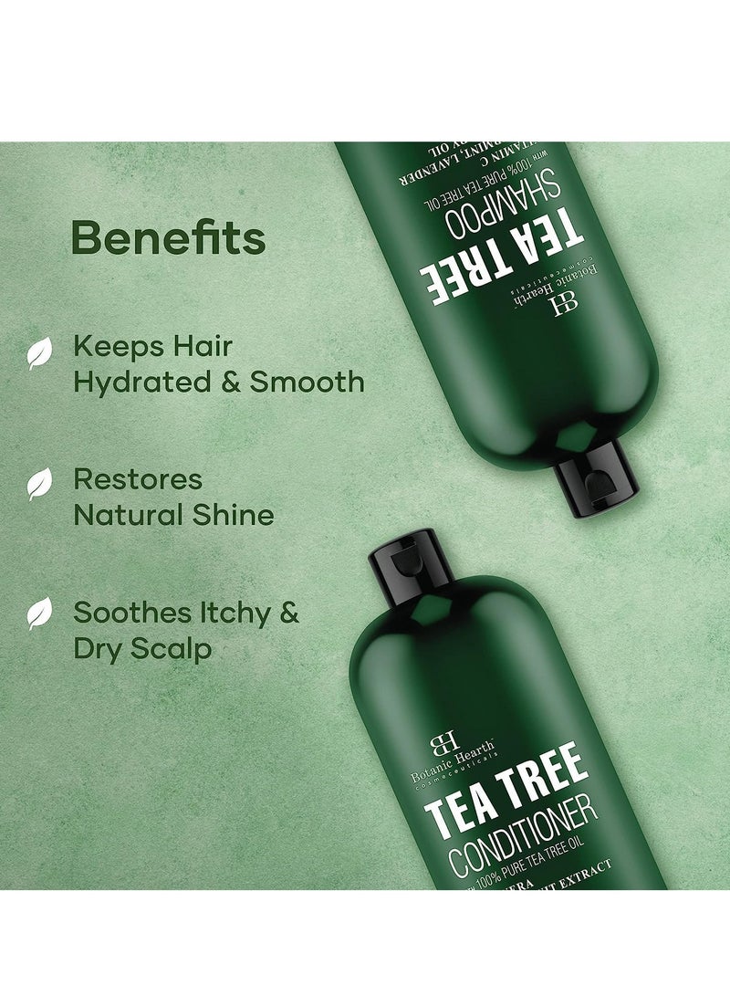 Botanic Hearth Tea Tree Shampoo and Conditioner Set - with 100% Pure Tea Tree Oil, for Itchy and Dry Scalp, Sulfate/ Paraben Free - for Men and Women - 16 fl oz each