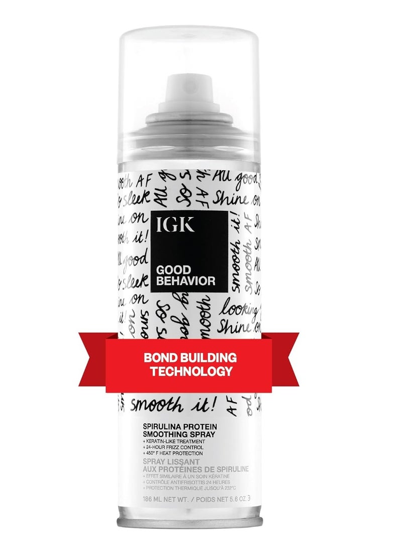 IGK GOOD BEHAVIOR Spirulina Protein Smoothing Spray | Keratin Like Treatment + Frizz Control + Heat Protectant | Vegan + Cruelty Free |