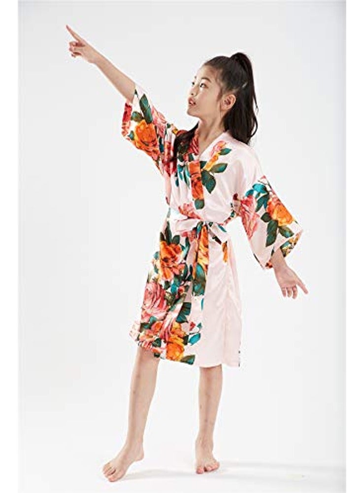 Floral Silk Kimono Robe Wedding Bridesmaid Robes Dressing Gown Nightgown for Girls